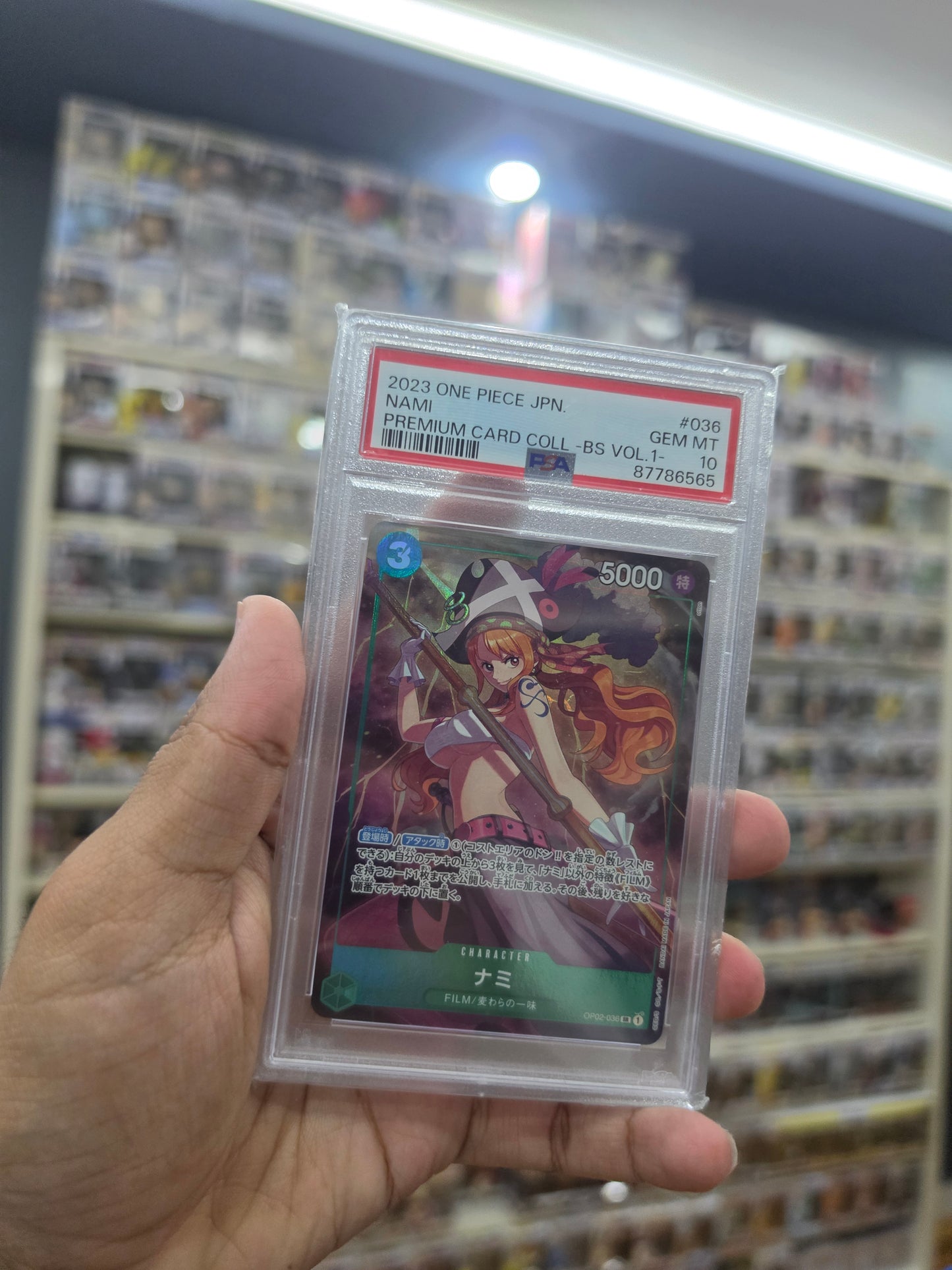 PSA 10 NAMI SR #OP02-036 ONE PIECE Card Game Japanese BEST SELECTION VOL 1.
