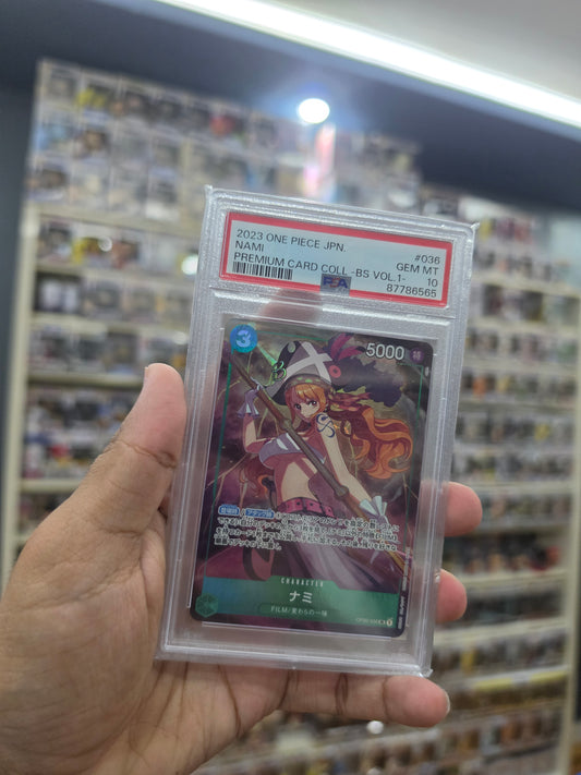 PSA 10 NAMI SR #OP02-036 ONE PIECE Card Game Japanese BEST SELECTION VOL 1.
