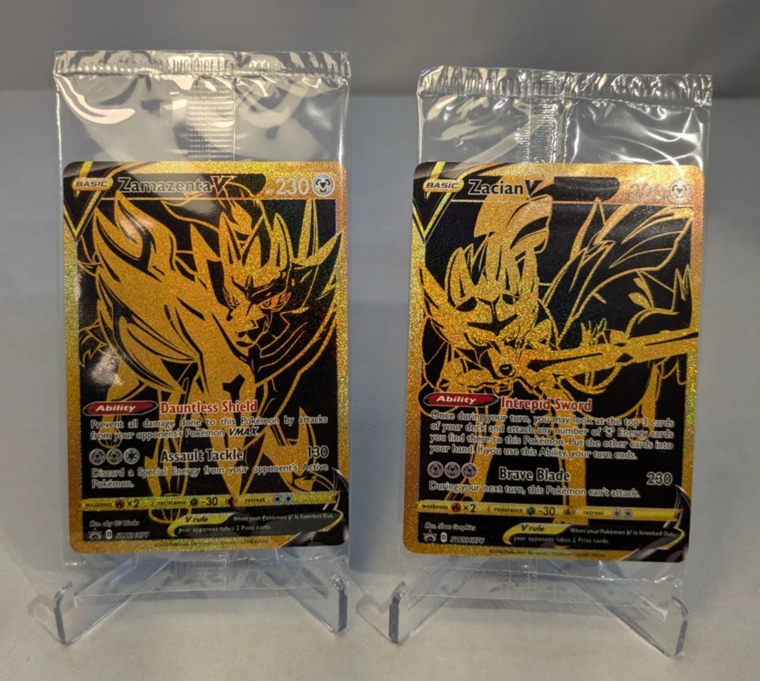 Pokemon Zacian V SWSH076 & Zamazenta V SWSH077 Gold Promos Sealed